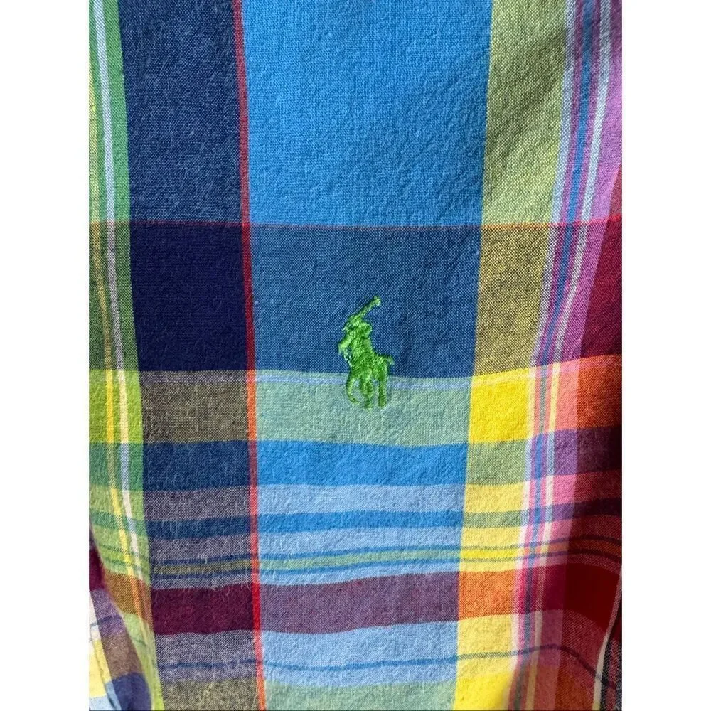 Ralph Lauren Boys Plaid Button Front Shirt Size Small 7/8
